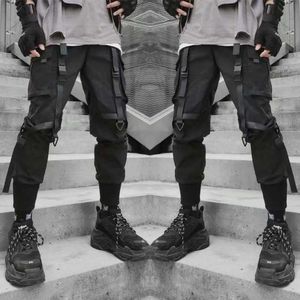 Harajuku Moda Męskie Hip Hop Odzież Streetwear Cargo Plaid Spodnie dla męskich Joggers Harem High Street Poliester Spodnie sportowe X0723