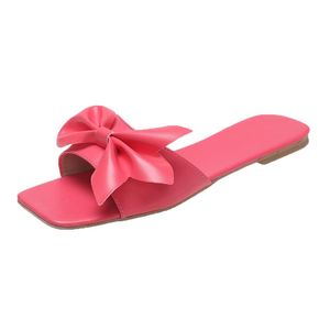 Slippers Summer Beach Women Fashion Bowknot Candy Color Flat Sandals Outdoor Open Toe Women's Shoes Plus Size