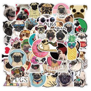 50 PCS Mixed Lovely Pug Dogs kateboard Stickers For Car Laptop Fridge Helmet Pad Bicycle Bike Motorcycle PS4 book Guitar Pvc Decal