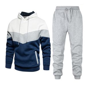 Men's Tracksuits 2021 Fashion Color Matching Brand Suit Hoodie + Pants Casual Street Harajuku Sports