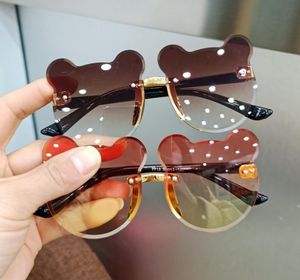 Children Sunglasses Cartoon Bear Shades Boys Girls Eyewear Cute Kids Sun Glasses UV400 Clear Lense Rimless