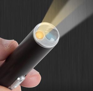 Led Nursing Pen Light Doctor portable mini Medical doctor Penlight aluminum White and yellow double lights source USB Rechargeable flashlights lamp