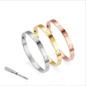 Bracelete de jóias de designer de moda para homens mulheres pulseira charme presentes de natal charme amor titânio aço unha chave de fenda parafuso braceletes de diamante dos homens