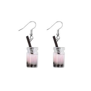 Fun Pearl Milk Tea bottle Charm Pendant Dangle Handmade women Earrings Drink Earrings Girls Party Jewelry