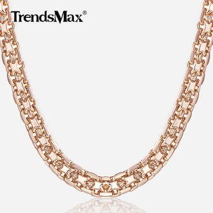 Trendsmax 5 mm Halsketten für Damen und Mädchen, 585er Roségold, Bismark-Gliederkette, Damen-Halskette, Modeschmuck, Geschenke, 45–50 cm, GN452