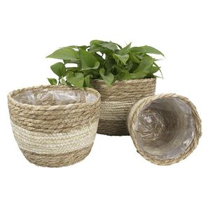 3 pcs mão-tecida flor panela tampa durável vaso natural plantador pendurado cesta y0314