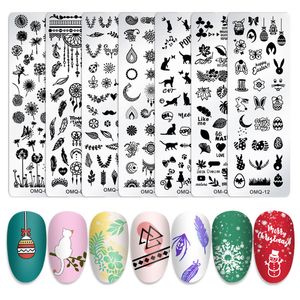 Nail Stamp Templates Art Stamping with Marble Christmas Snowflake Design Metal Image Nails Plates for DIY Decorating Kit Manicure Stencils Tools