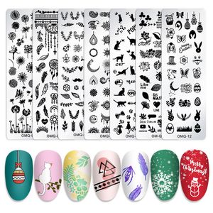 Nagelstämpel mallar konststämpling med marmor jul snöflinga design metall bild naglar tallrikar för DIY dekorera kit manikyr stencils verktyg