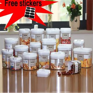 Multi-capacity Plastic Food Storage Box Kitchen Refrigerator Containers Transparent Sealed Cans Lid 1900ml fresh-keeping Tanks 211110