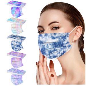 Disposable adult mask tie-dye printing non-woven spun lace cloth breathable anti-dust masks