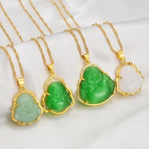 Anhänger Halsketten Anniyo Buddha Frauen Gold Farbe Amulett Chinesischen Stil Maitreya Halskette Schmuck Drop #001536