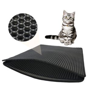 猫のゴミのマットボックストラッパー二重層防水尿証明物質の容易な洗浄可能な床の保護ベッド家具