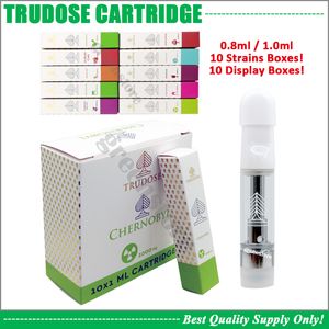 Trudose Vape Cartridge 0.8ML 1.0ML Atomizer Ceramic Coil Thick Oil 510 Thread Battery Vape Cart Raw Garden