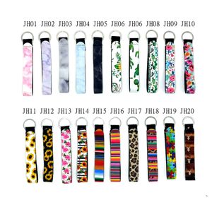 Neoprenowe Charms Brelok Biżuteria Breloczek Uchwyt Uchwyt Moda Drukowane Wristlet Fobs Nadgarstek Belt Pasek Słonecznik Pasek Leopard Smycz Key Ring