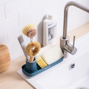 Bathroom Toothbrush Soap Storage Rack Kitchen Sink Sponge Cleaning Tool Countertop Box 210423