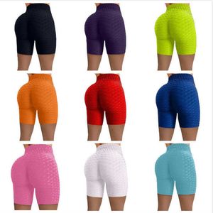 Calças curtas leggings jacquard molhando bolha ioga calças esportes fitness quadril amostra de água tinta shorts legging