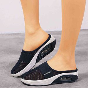 2022 neue Mode Damen Sandalen Mesh Atmungsaktive Air Schuhe für Frauen Walking Hausschuhe Outdoor Frühling und Sommer Freizeit Design Y220214