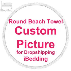 Towel Custom Round Beach For Adult Customize Printed Bath Blanket Yoga Mat With Tassels Microfiber 150cm POD Drop