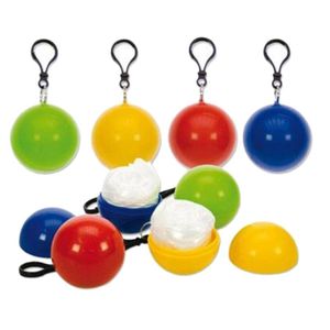 Spherical Raincoat Plastic Ball Keychain Disposable Poncho Rainwear Portable Trip Hiking Square Cape Rain Coats