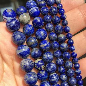 AA Doğal Lapis Lazuli Taş Takı Yapımı Için 4 6 8 10mm Yuvarlak Gevşek Boncuk DIY Bilezik Charms Aksesuarları 15''ninches