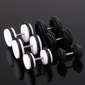 Stud 10pcs/lote moda moda preta branca aço inoxidável parafuso halteres de barbell brincos homens homens piercunk jóias de orelha de ouvido