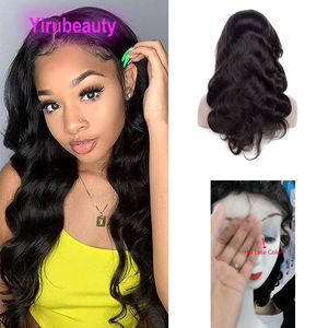 Indian 100% Human Virgin Hair 180% Density HD 13X4 Lace Front Wig Body Wave Yaki Natural Color Adjustable Band Wigs