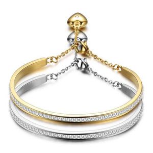 Braccialetto del bracciale del bracciale di colore dell'oro per le donne di una riga di cristallo del braccialetto del braccialetto del braccialetto del braccialetto del braccialetto del braccialetto del braccialetto Q0717