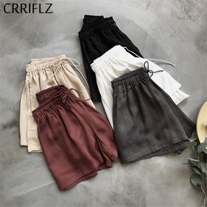 Pantaloncini in vita elastici in seta di rame solido ammoniaca primavera estate Donna sciolti di grandi dimensioni Casual CRRIFLZ 210520