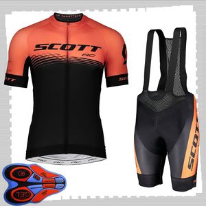 Scott equipe ciclismo mangas curtas jersey (babador) conjuntos de calções homens verão Respirável estrada roupas de bicicleta MTB roupas de bicicleta esportes uniformes y210414143