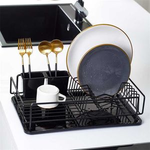 Stainless Steel Single Layer Dish Rack Kitchen Organizer Storage Drainer Drying Plate Shelf Sink Knife Fork Container Accessorie 211110