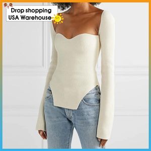 French elegant sexy square slimming curve hem split solid sweater Casual Top Autumn Winter Black Pullover Solid Jumper Knit 210922