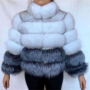 ヨーロッパの本物の毛皮のコート100％天然のジャケットの女性冬の暖かい革のキツネの高品質ベスト210927