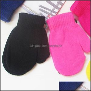 Mittens Gloves & Hats, Scarves Fashion Aessories Children Glove Thickening Keep Warm Knitting Student Solid Color Woman Man Five Finger Wint