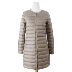 バンブランドダウンジャケットの女性ロングアヒルのジャケットの女性の軽量の暖かいライナーナースリム携帯用シングルブレストコート210923