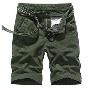 Men's Shorts ISurvivor 2021 Men Solid Color Casual Fashion Multi Pockets Cargo Male Slim Fit Large Size Summer Knee Length