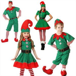 Roupa de Natal Meninas Feriado Elf Traje Família Menino Pais Roupas de Natal Pai-filho Roupa Cosplay Vestido de Natal H1105