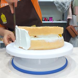 Torta durevole Tortabile di decorazione fai -da -te strumenti anti -slittamento piastra rotante rotante tavolo rotante forniture da cottura strumento rotondo rotondo supporto dessert rivoluzionario hy0071