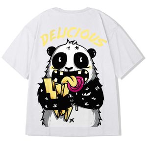 Camisetas para hombre 2021 Hip Hop Tees Camiseta estilo chino Panda Harajuku Hombres sueltos Tops de manga corta Tops de verano Casual Punk T Shirt 8XL