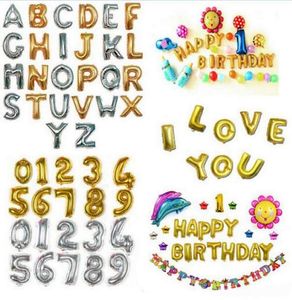 32 Inch Helium Air Balloon Number Letter Shaped Gold Silver Inflatable Ballons Birthday Wedding Decoration