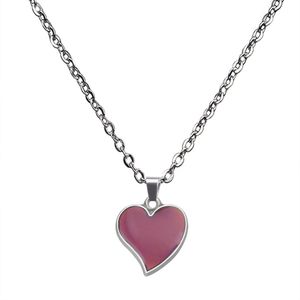 Version warm mood color changing peach heart necklace Stainless Steel necklaces for woman