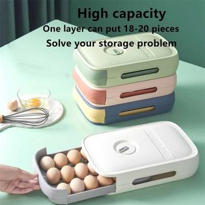 플라스틱 저장 용기 서랍 주최자 뚜껑 저장 장치와 계란 냉장고 부엌 주최자 서랍 계란 트레이 211110