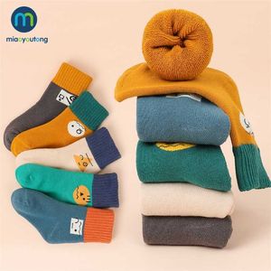 5 pares / lote grossa terry algodão bebê crianças meias inverno macio meias quentes para crianças meninos meninas piso térmico meias miaoyoutong 211028