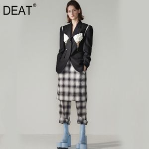 Весенняя мода женщины Blazer Soleched Woll Hollow Out Creative Modeling Street черный контрастный костюм женский GX1216 210421