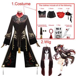 Genshin Impact Hu Tao Cosplay Costume Halloween Carnival Anime Performance Costume Includes Accessories Socks Hat Y0903