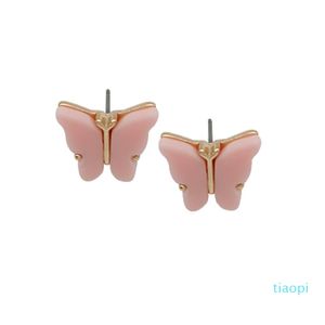 Stud Pendientes de mariposa Lindo Resina Metal Aleación de zinc Joyería Post Ear Rings Estilos de moda para mujeres Pequeños accesorios C1013