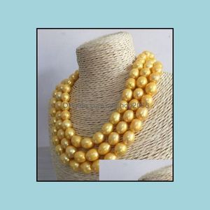 Beaded Necklaces & Pendants Jewelry Wholesale Huge Natural Baroque 11-12 Mm South Seas Gold Pearl Necklace 48 Inch 14K Clasp Drop Delivery 2