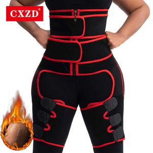 CXZD 3-i-1 HIP Enhancer Running Fitness Viktminskning Dubbelkomprimering Butt Lifter Shaper Waist Slimming Lår Trimmerbälte X0713