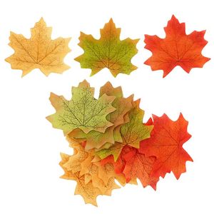 Dekorative Blumen Kränze Orange/Grün/Gelb 100pcs/Set künstlicher Girlande Seiden Herbst Herbstblätter für Hochzeitsgarten Dekor D.