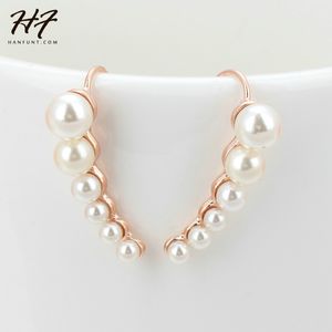 Spezielle erbsenförmige Ohrstulpe-Ohrringe für Frauen, Rose, Weißgold, Imitationsperle, Modeschmuck, Weihnachtsgeschenk E499 E504