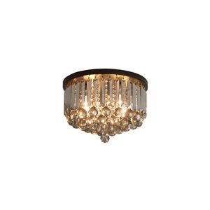 Smoky crystal chandelier flush mount led ceiling light fixture for modern hotel hallway corridor decoration